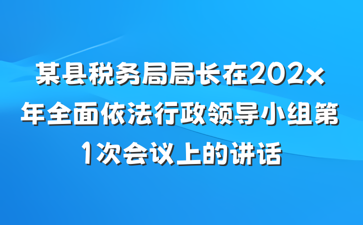 某县税务局局长在202x年全面依法行政领导小组第1次会议上的讲话