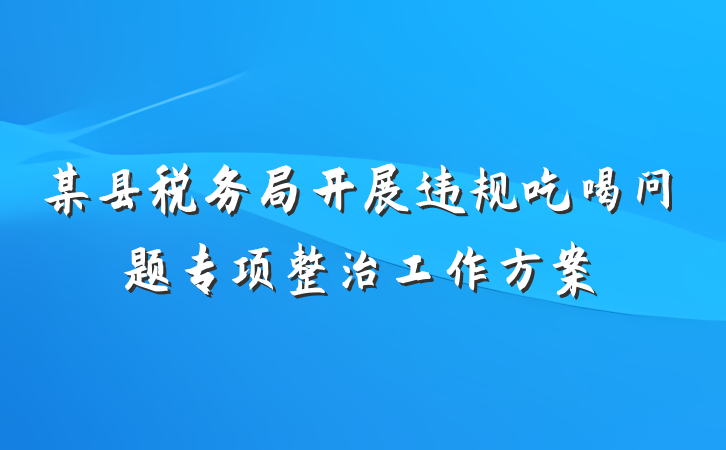 某县税务局开展违规吃喝问题专项整治工作方案