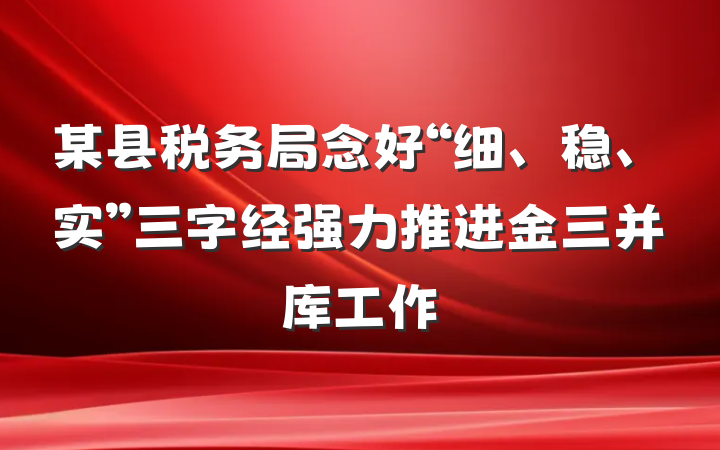 某县税务局念好“细、稳、实”三字经强力推进金三并库工作