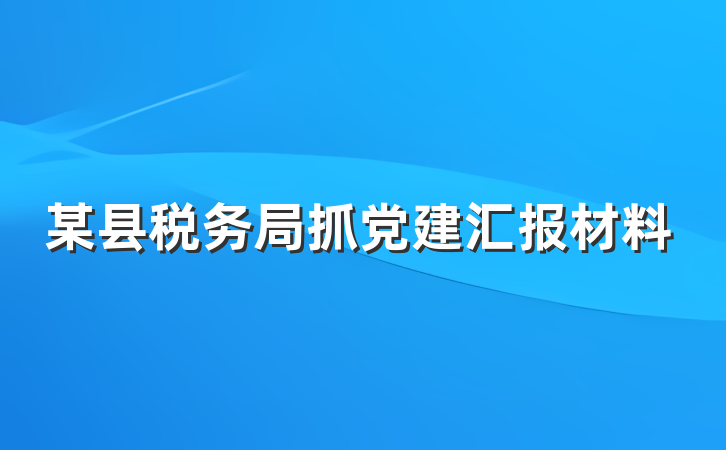某县税务局抓党建汇报材料