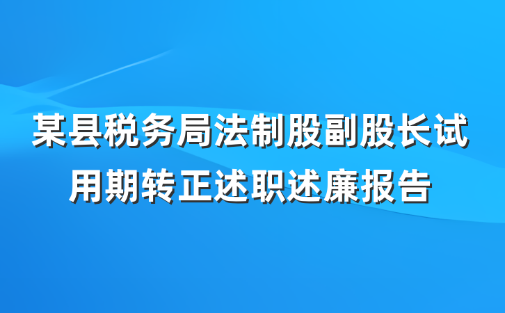 某县税务局法制股副股长试用期转正述职述廉报告