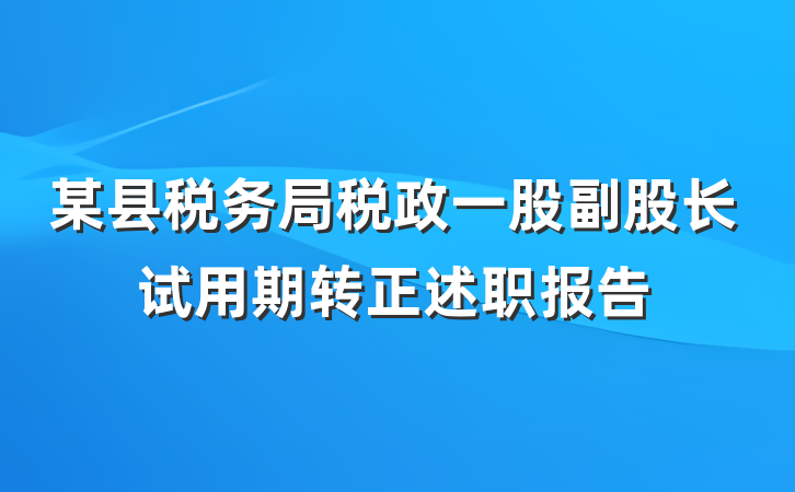 某县税务局税政一股副股长试用期转正述职报告