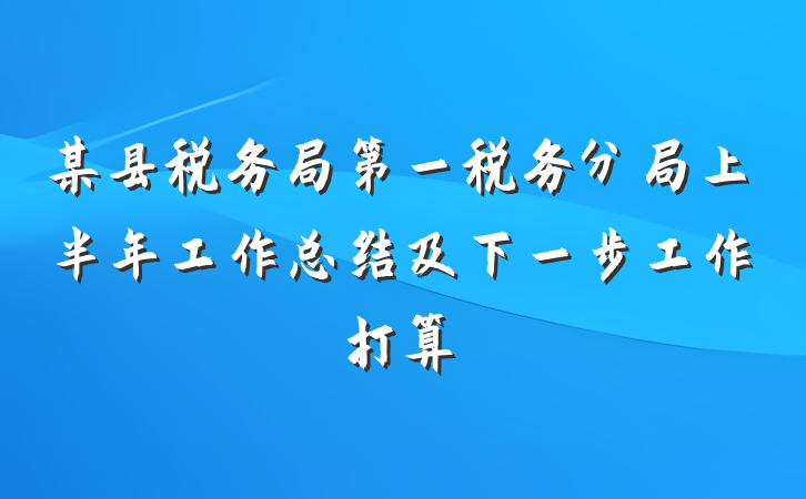 某县税务局第一税务分局上半年工作总结及下一步工作打算