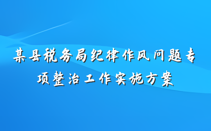 某县税务局纪律作风问题专项整治工作实施方案