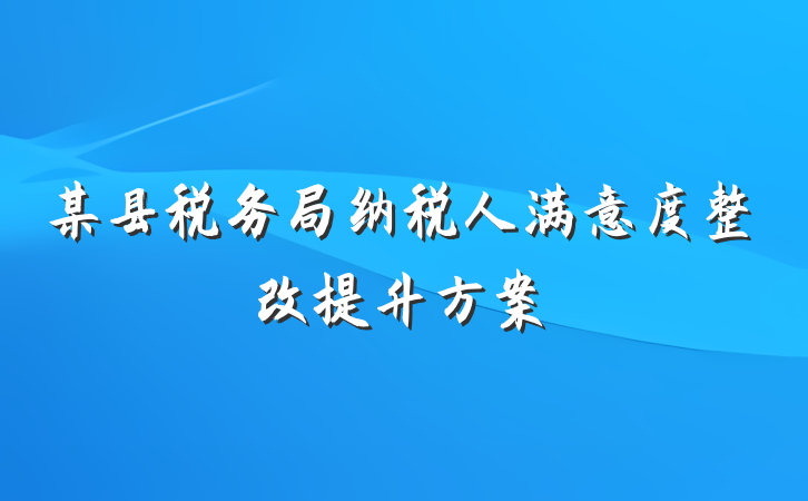 某县税务局纳税人满意度整改提升方案
