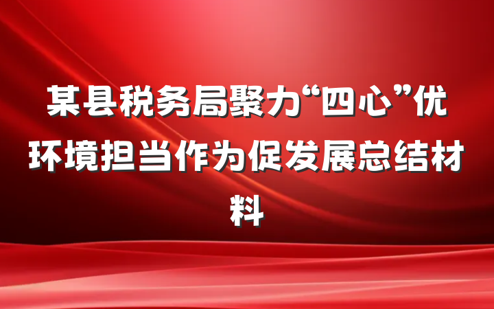 某县税务局聚力“四心”优环境担当作为促发展总结材料