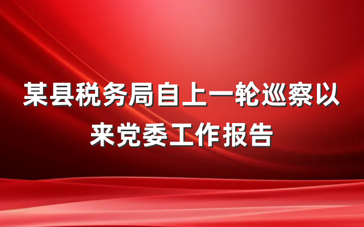 某县税务局自上一轮巡察以来党委工作报告