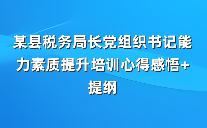某县税务局长党组织书记能力素质提升培训心得感悟 提纲