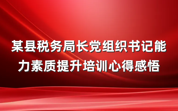 某县税务局长党组织书记能力素质提升培训心得感悟