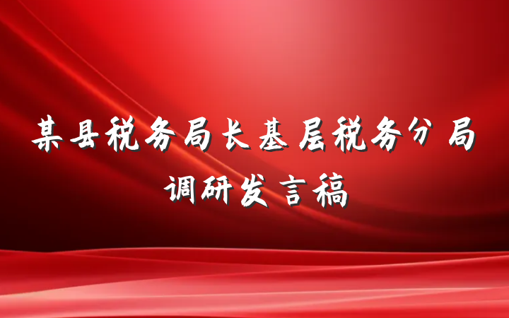 某县税务局长基层税务分局调研发言稿