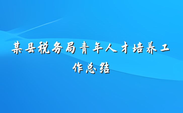 某县税务局青年人才培养工作总结