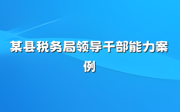 某县税务局领导干部能力案例