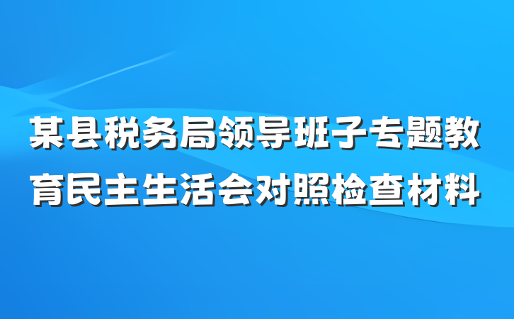 某县税务局领导班子专题教育民主生活会对照检查材料