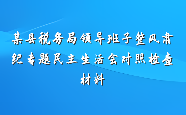 某县税务局领导班子整风肃纪专题民主生活会对照检查材料