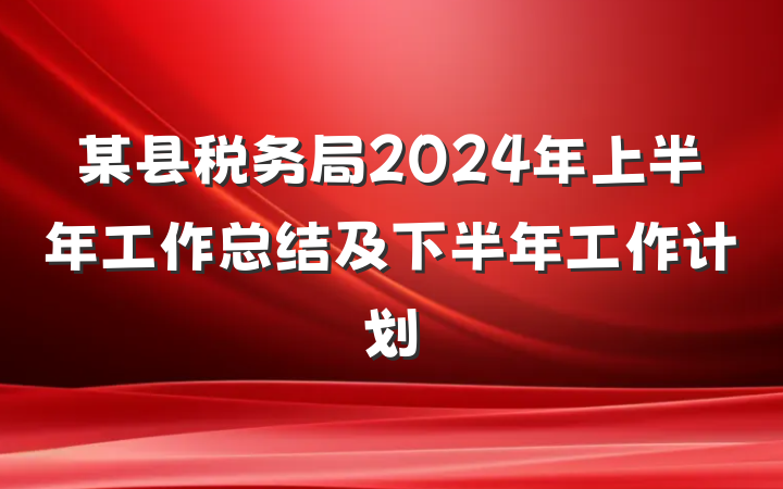 某县税务局2024年上半年工作总结及下半年工作计划