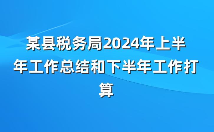 某县税务局2024年上半年工作总结和下半年工作打算