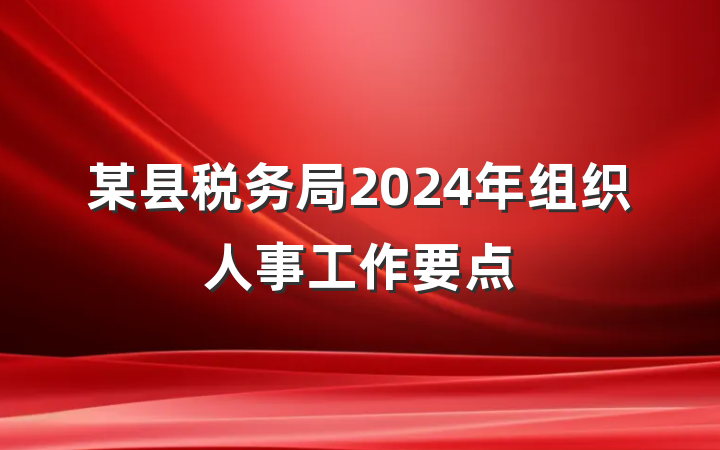 某县税务局2024年组织人事工作要点