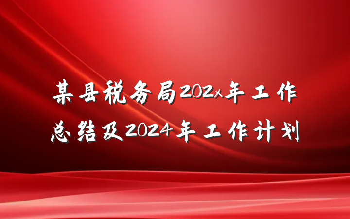 某县税务局202x年工作总结及2024年工作计划