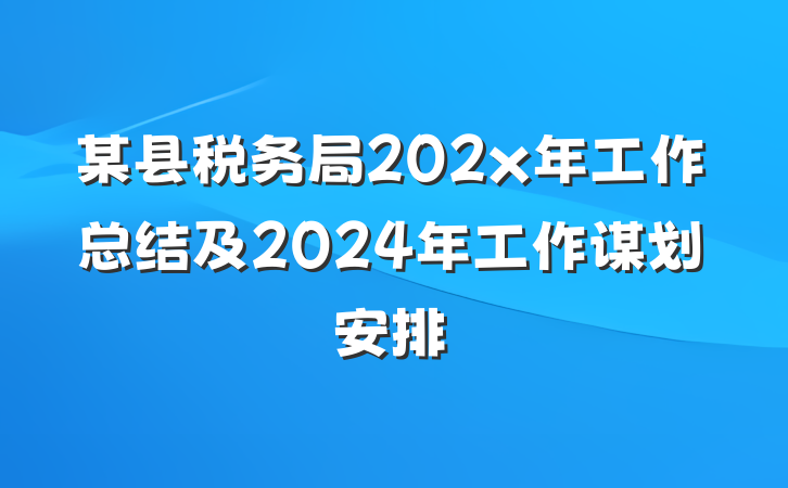 某县税务局202x年工作总结及2024年工作谋划安排