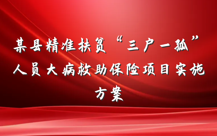 某县精准扶贫“三户一孤”人员大病救助保险项目实施方案