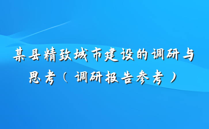 某县精致城市建设的调研与思考（调研报告参考）