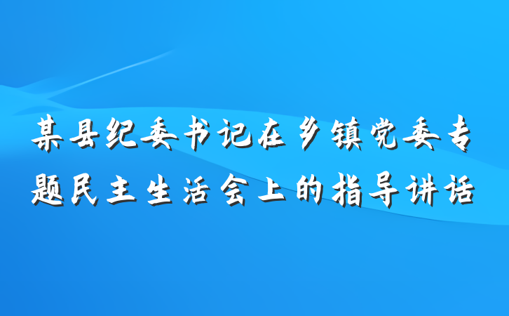 某县纪委书记在乡镇党委专题民主生活会上的指导讲话