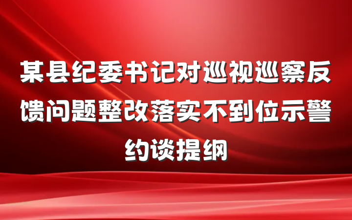 某县纪委书记对巡视巡察反馈问题整改落实不到位示警约谈提纲