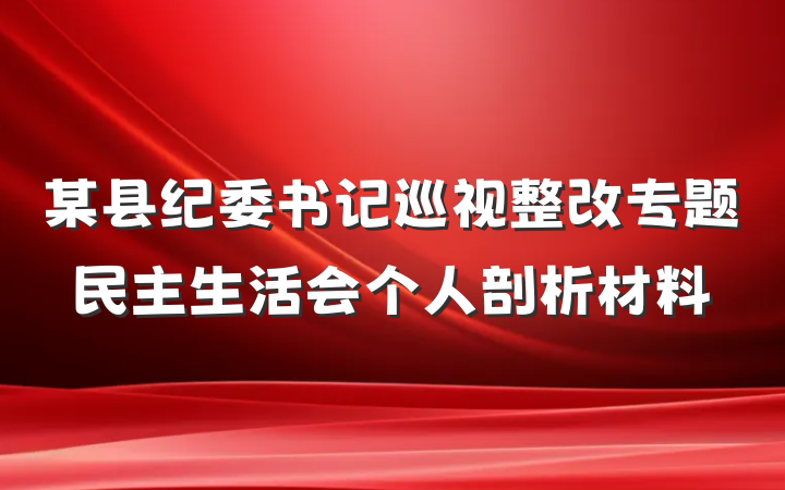 某县纪委书记巡视整改专题民主生活会个人剖析材料
