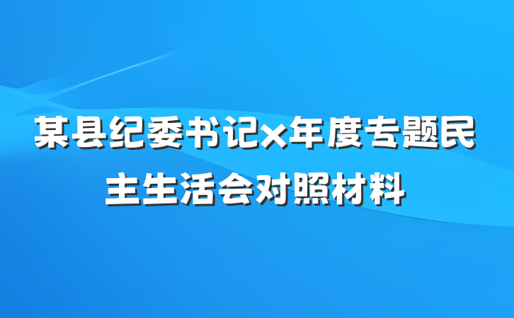 某县纪委书记x年度专题民主生活会对照材料