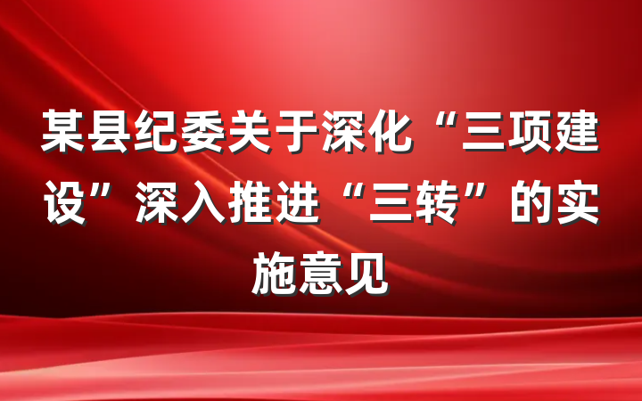 某县纪委关于深化“三项建设”深入推进“三转”的实施意见
