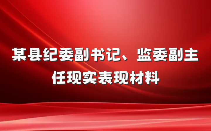 某县纪委副书记、监委副主任现实表现材料