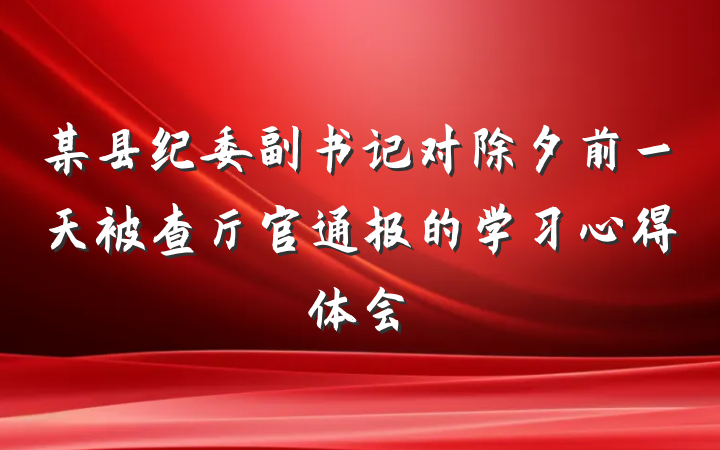 某县纪委副书记对除夕前一天被查厅官通报的学习心得体会
