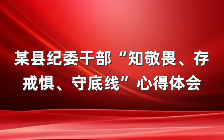 某县纪委干部“知敬畏、存戒惧、守底线”心得体会