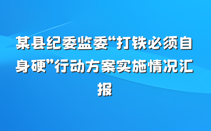某县纪委监委“打铁必须自身硬”行动方案实施情况汇报