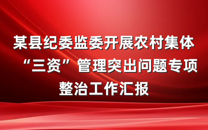 某县纪委监委开展农村集体“三资”管理突出问题专项整治工作汇报