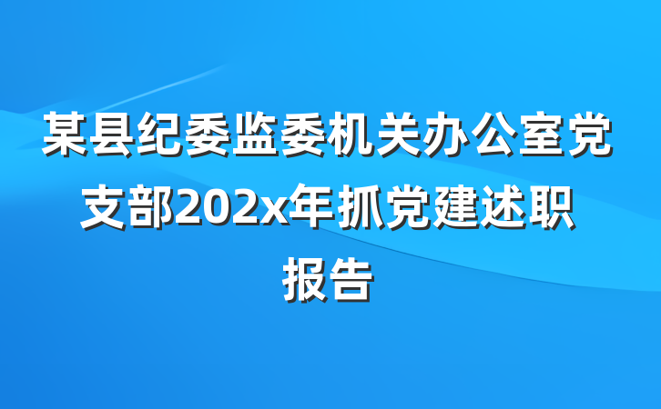 某县纪委监委机关办公室党支部202x年抓党建述职报告