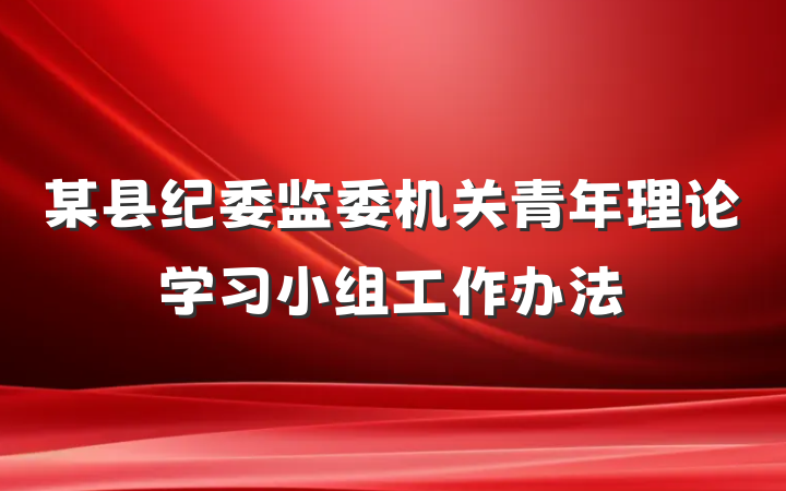 某县纪委监委机关青年理论学习小组工作办法