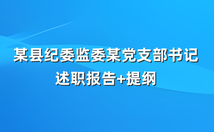 某县纪委监委某党支部书记述职报告 提纲
