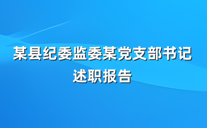某县纪委监委某党支部书记述职报告