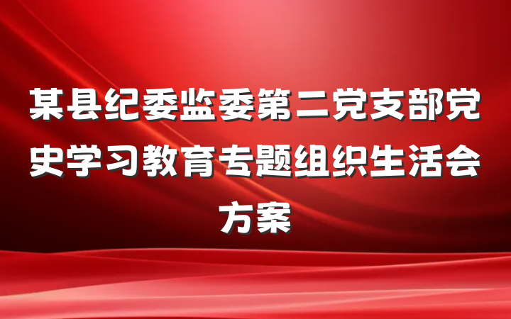 某县纪委监委第二党支部党史学习教育专题组织生活会方案