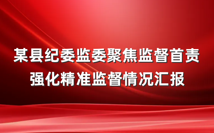 某县纪委监委聚焦监督首责强化精准监督情况汇报