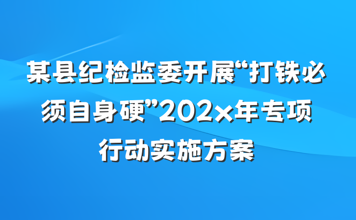 某县纪检监委开展“打铁必须自身硬”202x年专项行动实施方案
