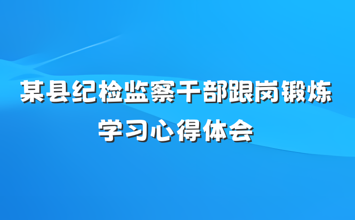 某县纪检监察干部跟岗锻炼学习心得体会