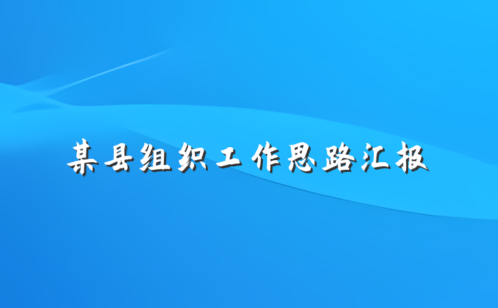 某县组织工作思路汇报