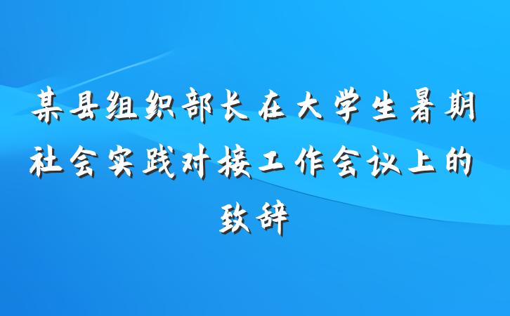 某县组织部长在大学生暑期社会实践对接工作会议上的致辞