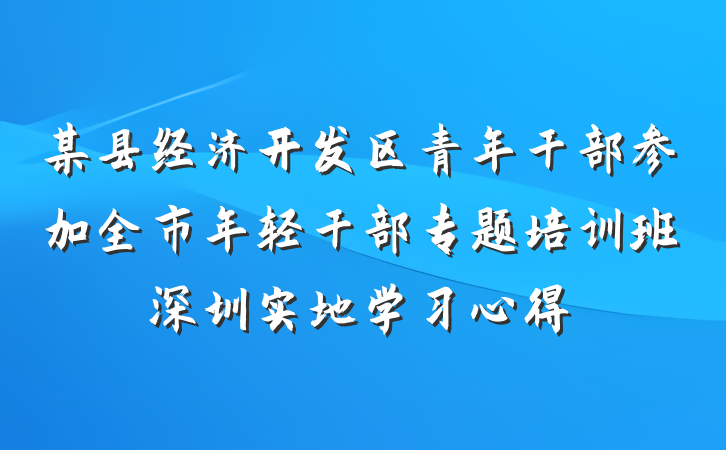 某县经济开发区青年干部参加全市年轻干部专题培训班深圳实地学习心得