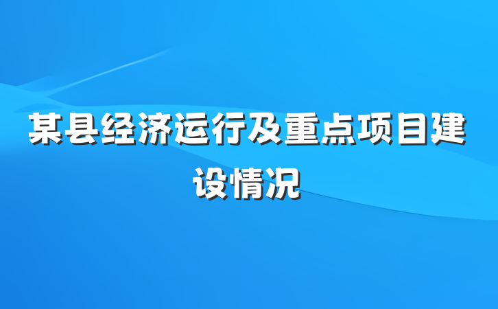 某县经济运行及重点项目建设情况