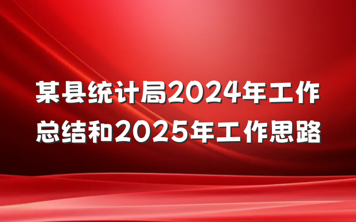 某县统计局2024年工作总结和2025年工作思路