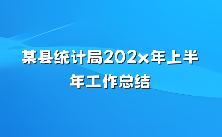 某县统计局202x年上半年工作总结