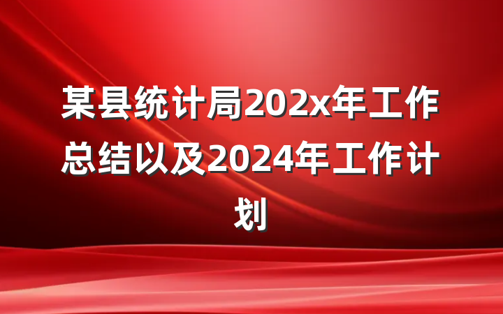 某县统计局202x年工作总结以及2024年工作计划